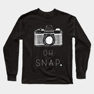 'Oh Snap' Typography Design- White Long Sleeve T-Shirt